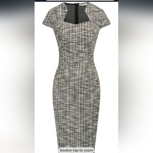 Grace Karin Black and White Sheath Midi Dress